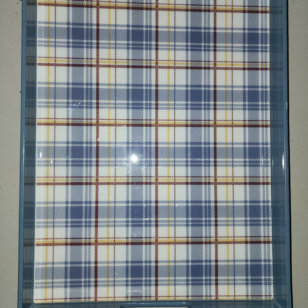 Blue and White Plaid Tray